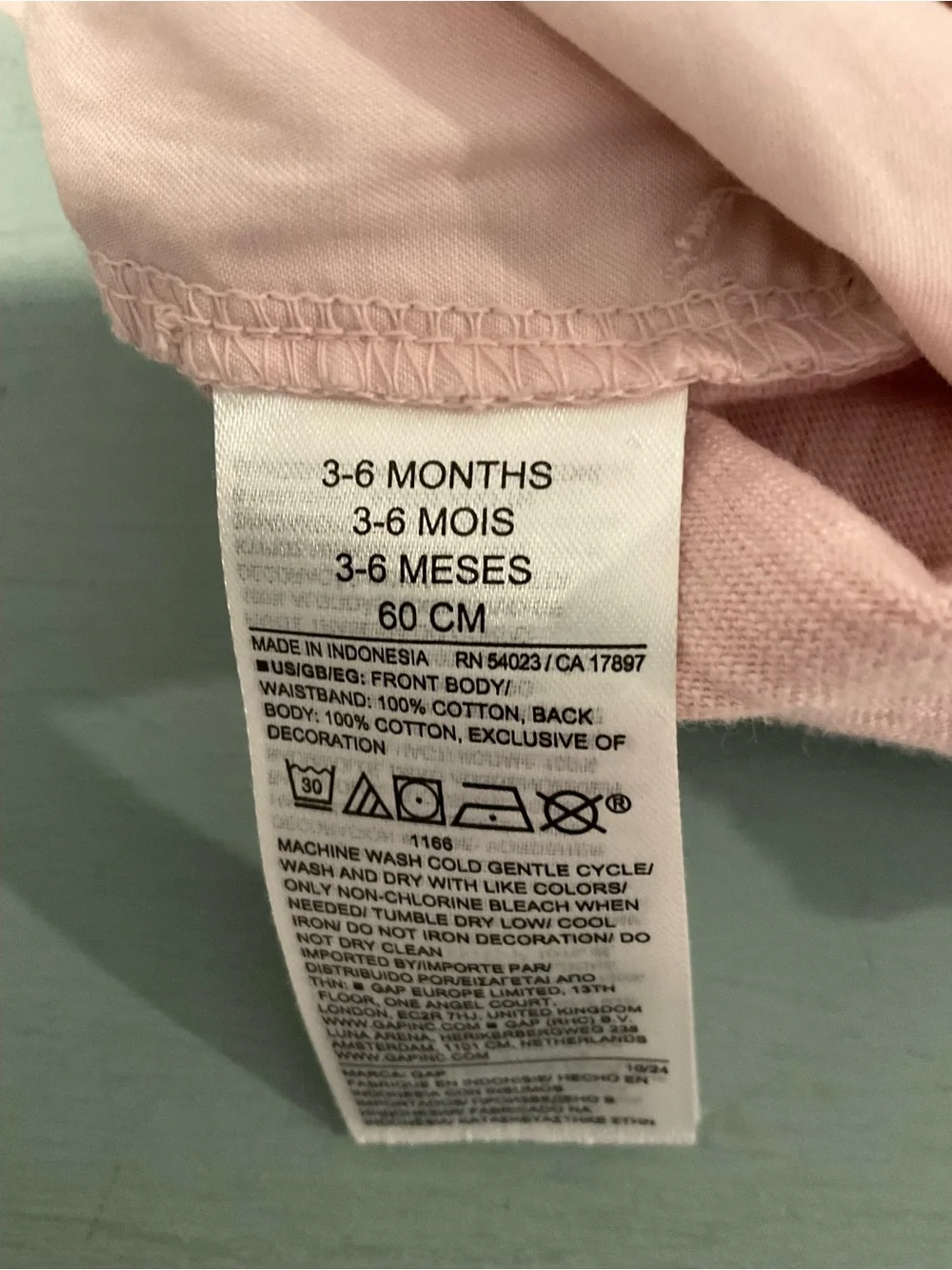 GAP Baby Girl Pale Pink Elastic-Waist Cotton Pants 3-6M